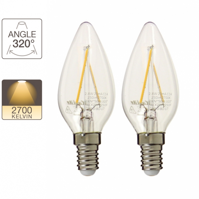 Ampoules Formes RetroLed Filament Pack de 2 ampoules flamme, culot E14, retroLED Xanlite