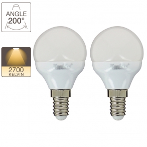 Pack de 2 ampoules LED P45, culot E14, classique