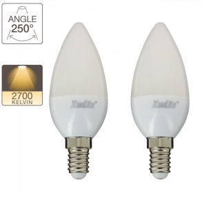 Pack de 2 flammes LED, culot E14, classique
