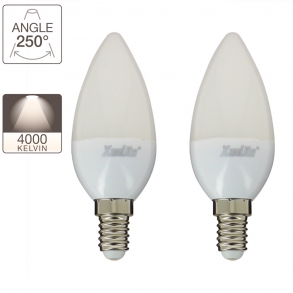 Pack de 2 flammes LED, culot E14, classique