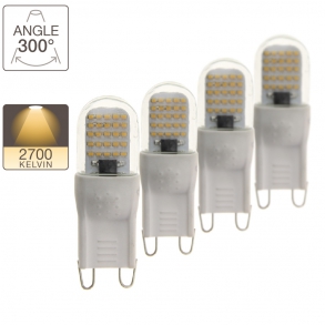 Pack de 3 + 1 ampoules LED G9, culot G9, blanc chaud