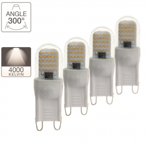 Pack de 3 + 1 ampoules LED G9, culot G9, blanc neutre
